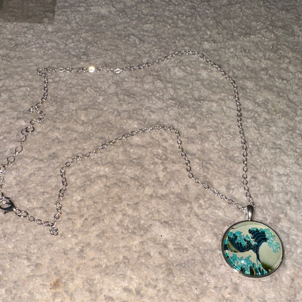 Silver Wave Pendant Necklace